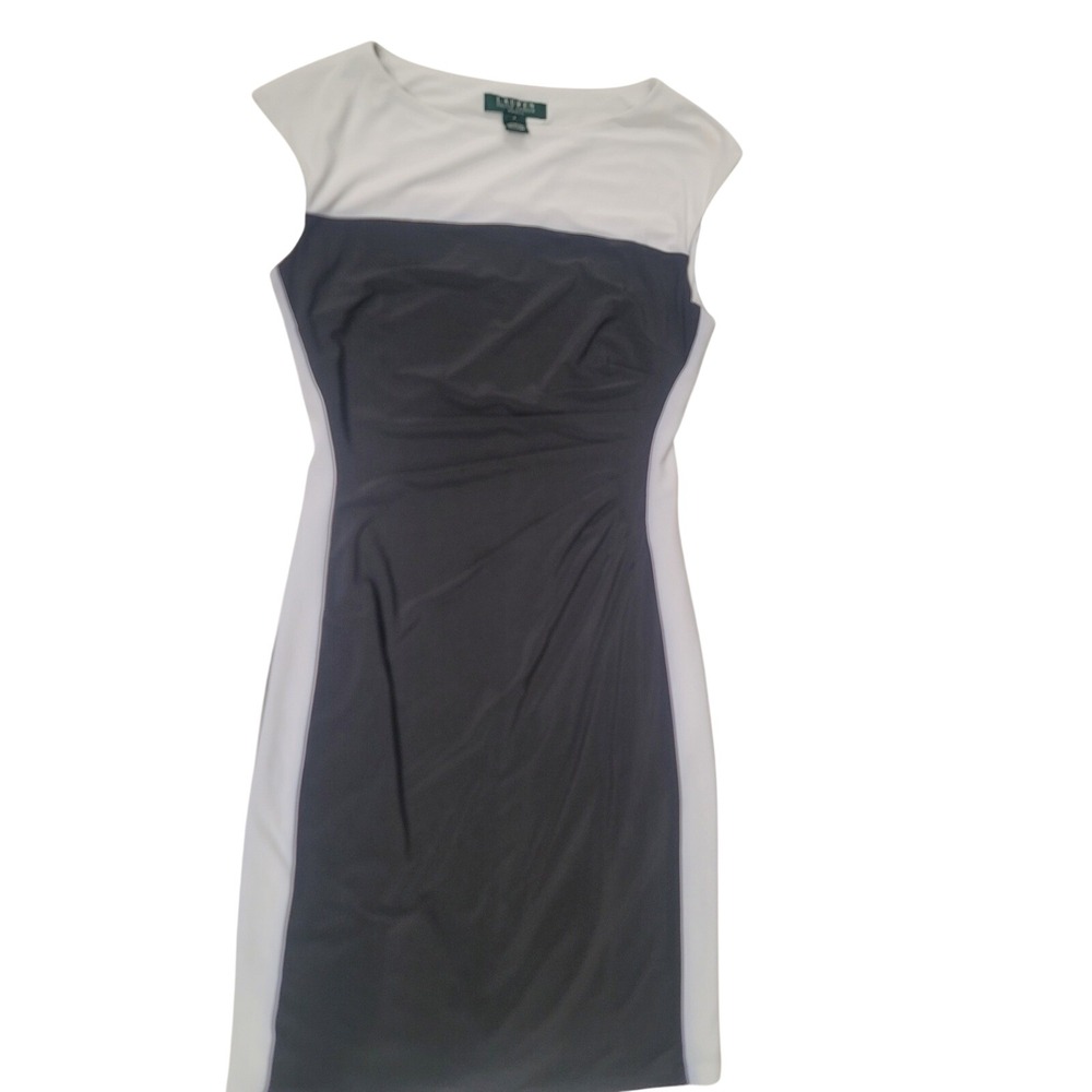 Lauren Ralph Lauren Dress Women's Size 4 Sheath Knee Length Black White Cocktail